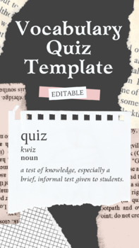Preview of Vocabulary Quiz Template - Editable