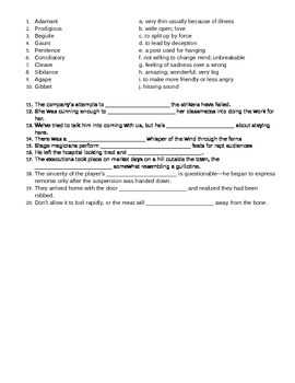 Vocabulary Quiz for Crucible Act 4 by Dunlap's English | TpT