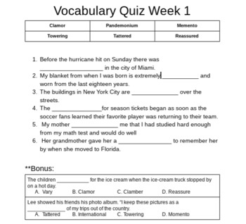 Making Meaning Vocabulary Quiz 9