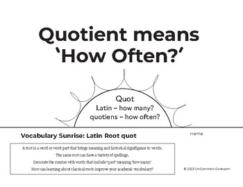 Preview of Vocabulary: Quotient means How Often!
