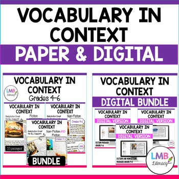 Preview of Context Clues Reading Passages and Activities Bundle with Vocabulary