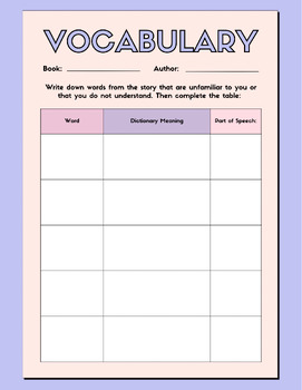 Preview of Vocabulary Recording Sheet