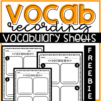 Preview of Vocabulary Recording Sheets for Primary Grades