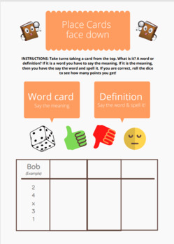 Preview of Vocabulary Review - Dice Game!