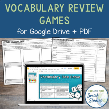 Preview of Vocabulary Review Games for Google Drive and PDF