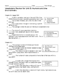 Vocabulary Review for chapter 8,9, & 10 Your World Your Tu