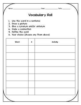 Preview of Vocabulary Roll