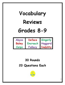 Preview of Vocabulary Rounds for Grades 8 & 9