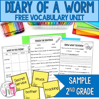 Preview of Vocabulary Free Sample for Diary of a Worm Mentor Text (2nd Grade)