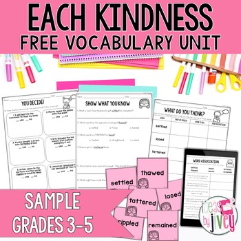 Preview of Vocabulary Free Sample for Each Kindness Mentor Text (grades 3-5)