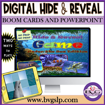 Preview of Vocabulary Sea Animals Hide and Reveal Game BOOM CARDS AND POWERPOINT