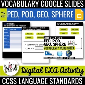 Preview of Vocabulary Set 1: Google Slides: Roots Ped, Pod, Geo, Sphere