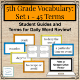 Vocabulary: Set 1 | Summer Review Practice Prep Task Cards