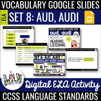 Preview of Vocabulary Set 8 Google Slides: Aud & Audi
