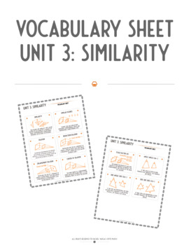Preview of Vocabulary Sheet | Unit 3: Similarity