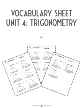 Preview of Vocabulary Sheet | Unit 4: Trigonometry 