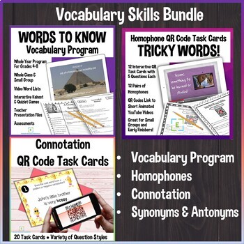 Preview of Vocabulary Skills Bundle - Homophones, Connotation, Vocabulary Program
