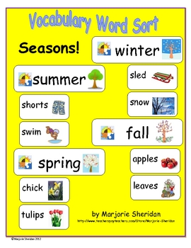 Preview of Vocabulary Sort - Seasons!