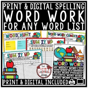 Preview of Vocabulary Spelling Word Work Activities Worksheets Spelling Centers