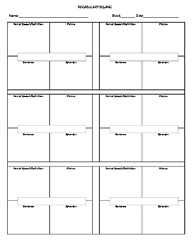 Preview of Vocabulary Square - Template