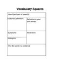 Vocabulary Square for any vocabulary word