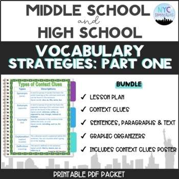 Preview of BUNDLE: Vocabulary Strategies Packet: Part One, Poster & Lesson Plan