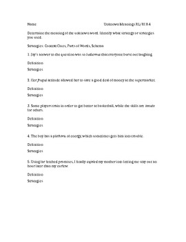 Preview of Vocabulary Strategies Worksheet