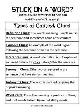 Context Clue Anchor Chart by The Intrinsic Teacher | TpT