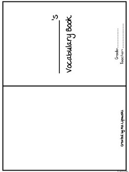 Student Vocabulary Booklets by Ms Lipowskis Creations | TpT