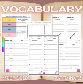 Preview of Vocabulary Study Guide & Test Templates