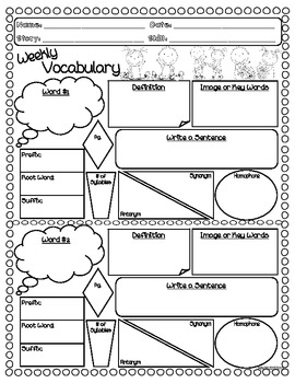 Vocabulary Study and Work Sheet by Nora Rubio | TPT