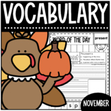 Vocabulary Study for November * Word Of The Day * Thanksgi