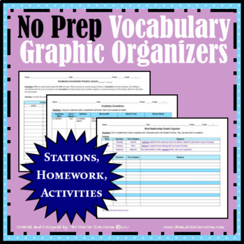 Preview of NO PREP Vocabulary Graphic Organizers BUNDLE