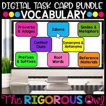Preview of Vocabulary Task Card Bundle - Digital Google Form - Test Prep