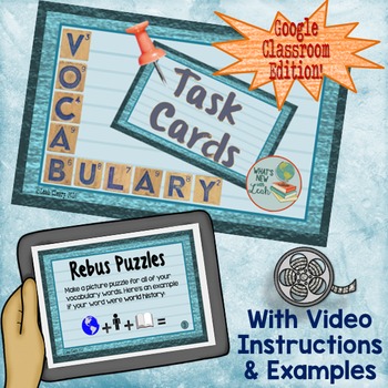 Preview of Vocabulary Task Cards For Google and One Drive Distance Learning