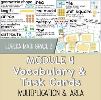 Preview of Vocabulary & Task Cards for Eureka Math Grade 3 Module 4 Multiplication and Area