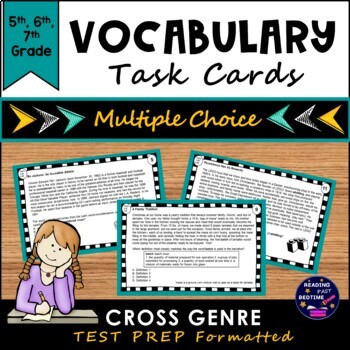 Preview of Vocabulary Task Cards for STAAR Reading with TpT Easel Activity and Assessment