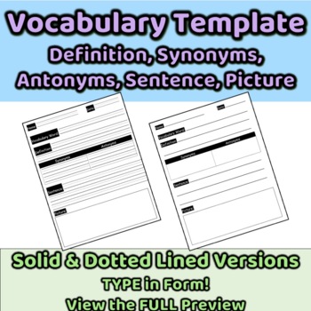 Preview of Vocabulary Graphic Organizer EDITABLE