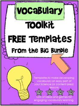 Preview of Vocabulary Template Freebie or the Content Areas {Editable}