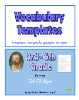 Preview of Vocabulary Templates 3rd - 6th Grade Edition ~ homophones, homographs,synonyms