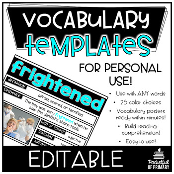 Preview of Editable Vocabulary Templates | PERSONAL USE