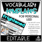 Editable Vocabulary Templates | PERSONAL USE