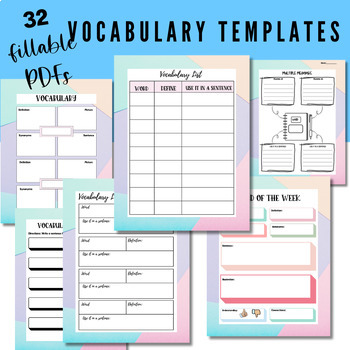 Preview of Vocabulary Templates Vocab graphic organizers (30+ templates)