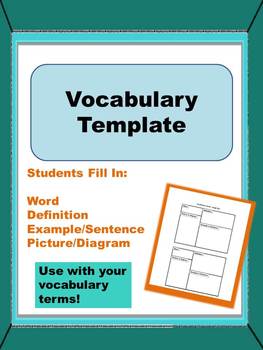 Preview of Vocabulary Terms Template For Journaling