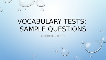 Preview of Vocabulary Test Sample Questions