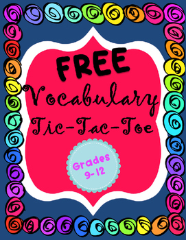 Preview of Vocabulary Tic Tac Toe Board {Editable}