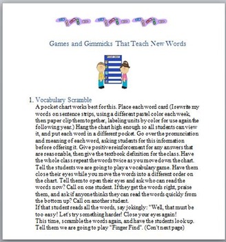 Preview of Increase Vocabulary: Gimmicks, Games, and Goals !