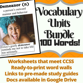 Preview of Vocabulary Units and Word Walls