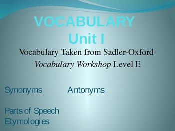 Preview of Vocabulary Unit I - SAT Vocabulary Review