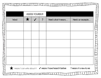 worksheets vocabulary 3 grade pdf and Self Vocabulary: Chart by Log Vocabulary Awareness